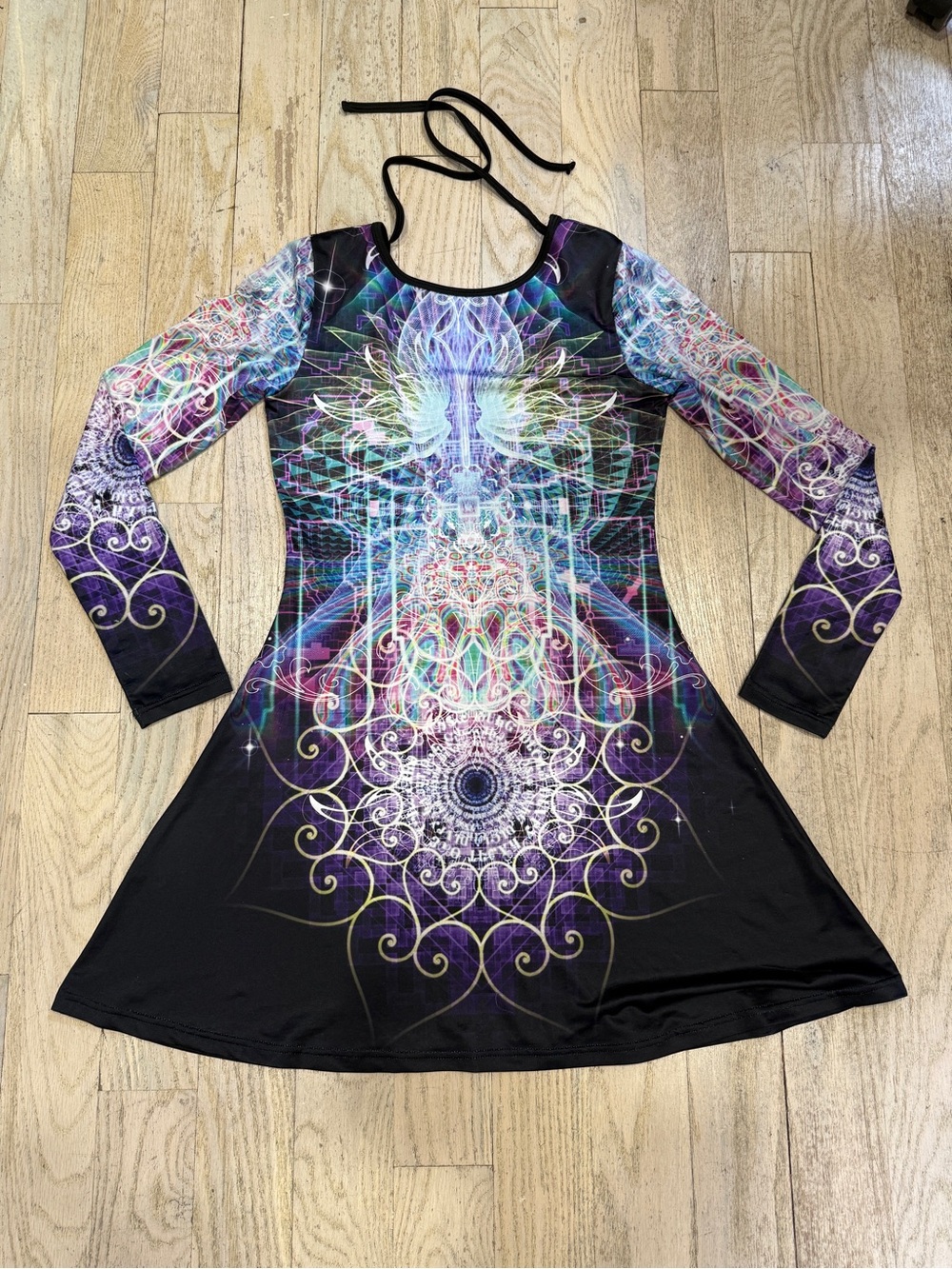 The Headspace Psychedelic Abstract Geometric Long Sleeve Skater Dress - Picture 1 of 4